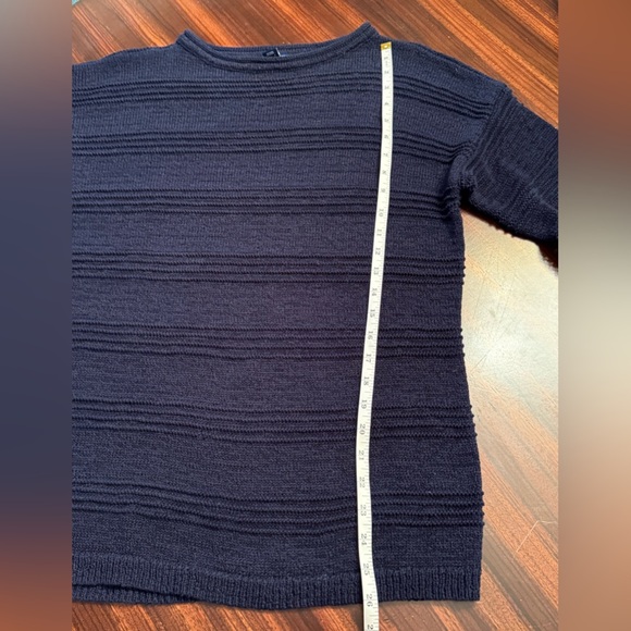 American Living Navy Crochet Cotton Blend Tunic Top Crew Neck 3/4 Sleeve XL New - Picture 9 of 10